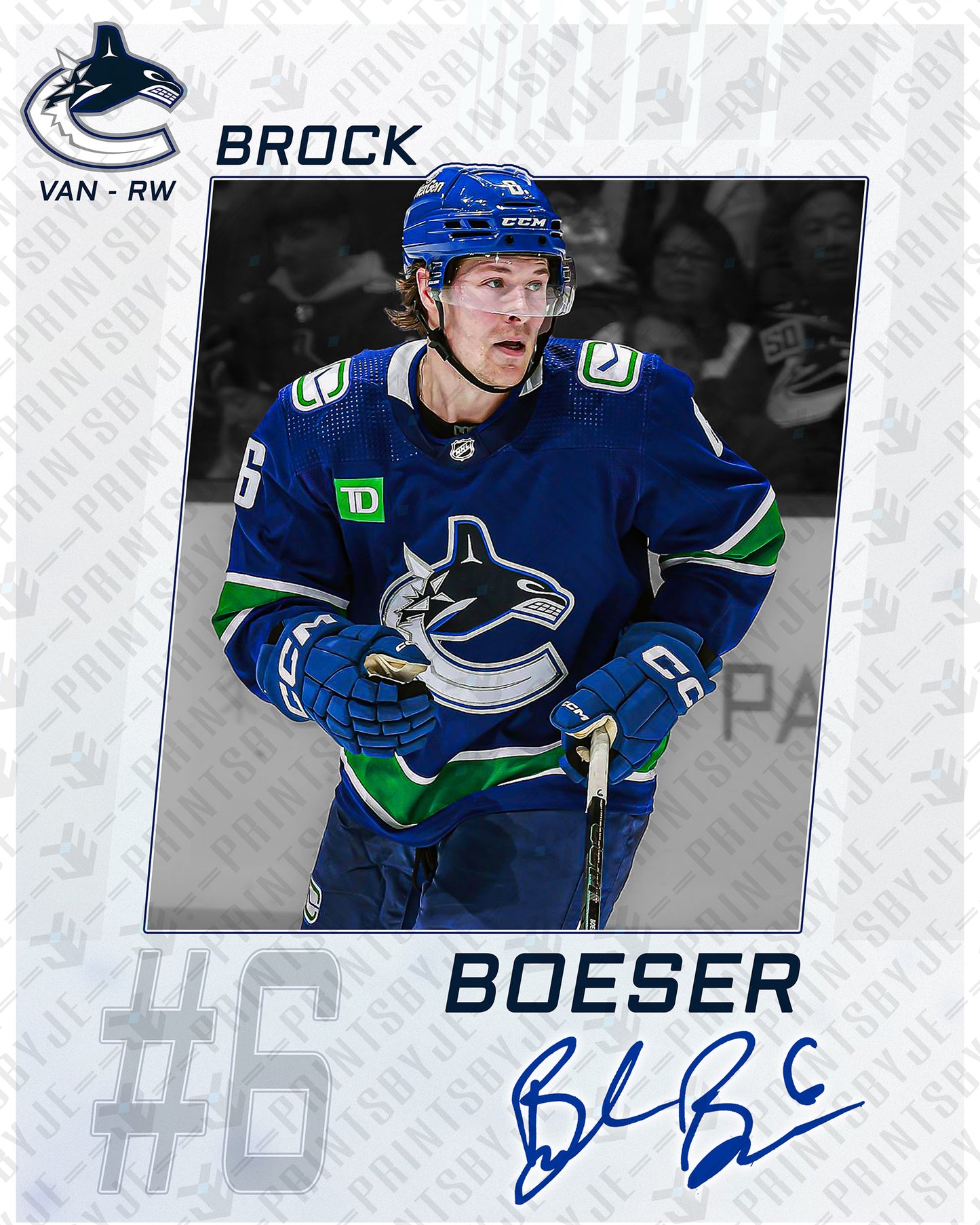 Vancouver Canucks - Brock Boeser #6 Player Portrait