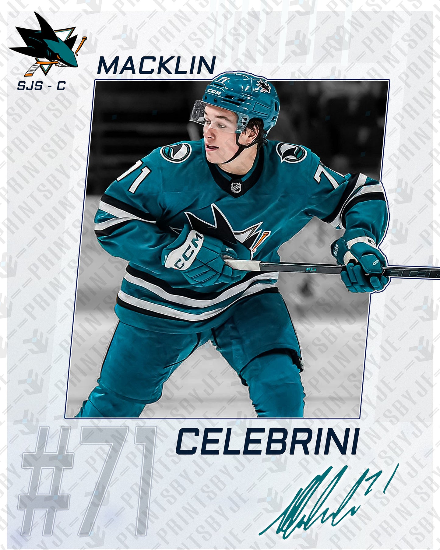San Jose Sharks - Macklin Celebrini #71 Player Portrait