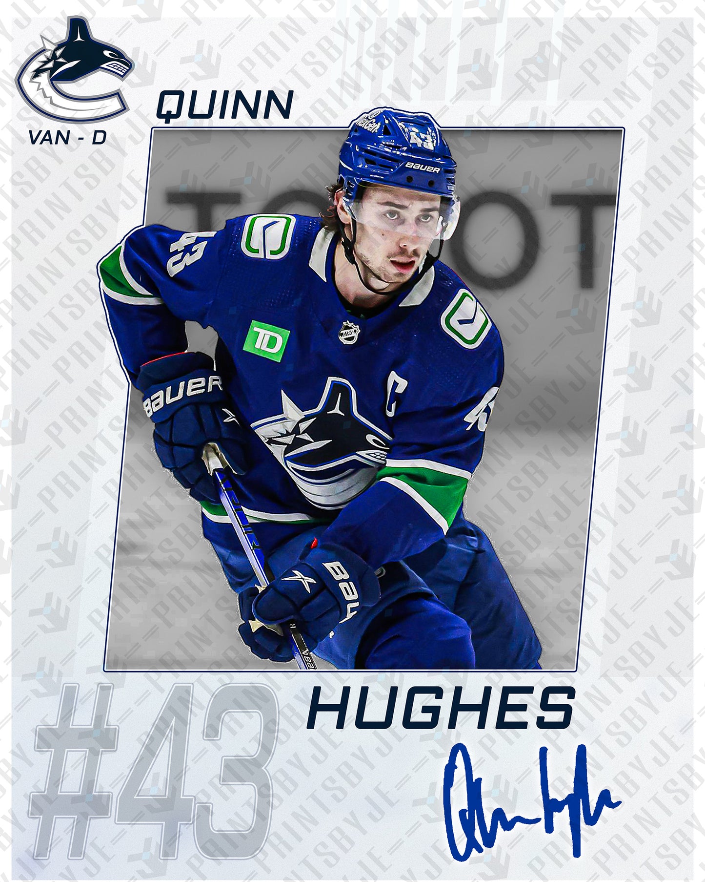 Vancouver Canucks - Quinn Hughes #43 Player Portrait