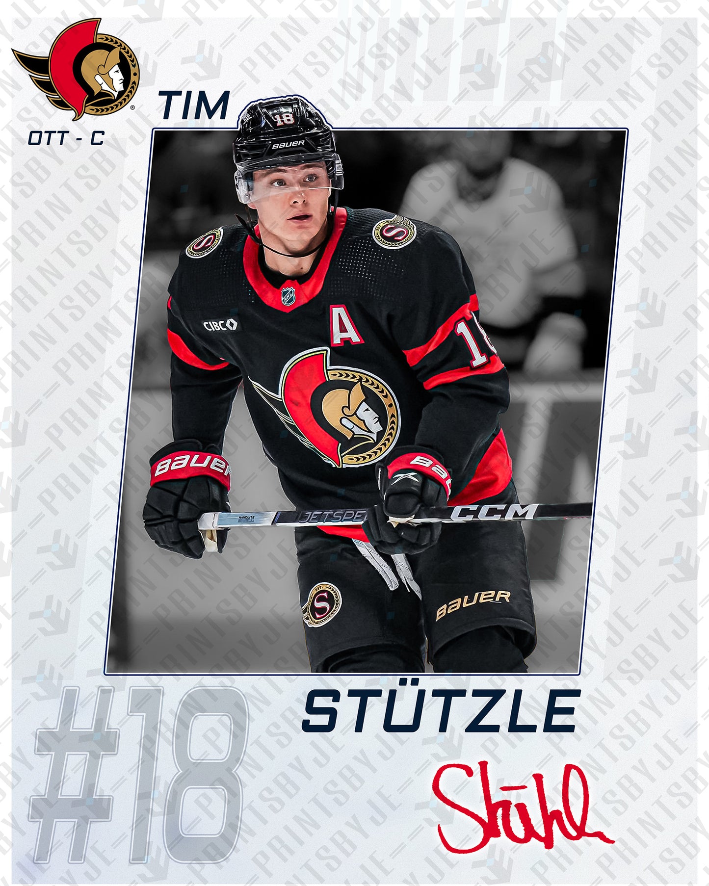 Ottawa Senators - Tim Stützle #18 Player Portrait